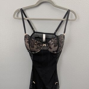 Gilligan & O'Malley Black Lace Chemise / Babydoll
